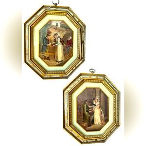 Vintage Pair of European Paintings (Cries of London)